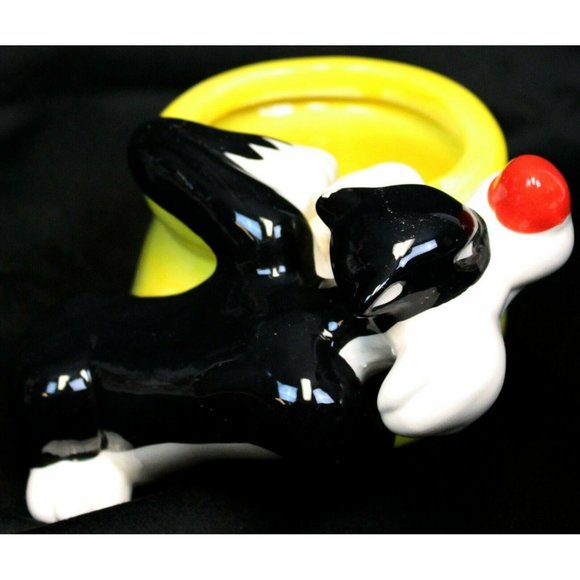 '02 Warner Bros Looney Tune Sylvester Cat Tweety Bird Flower Pot Planter Ceramic - Picture 4 of 12